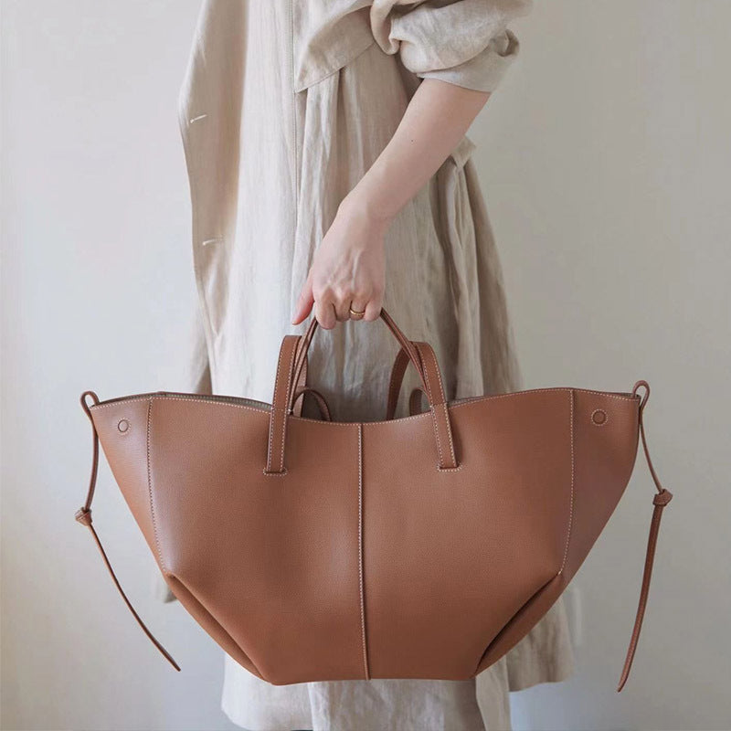VLOVELAW Niche Pol Tote Bag New Cyme Cowhide Portable Large Capacity Shopping Bag Genuine Leather Women's Bag
