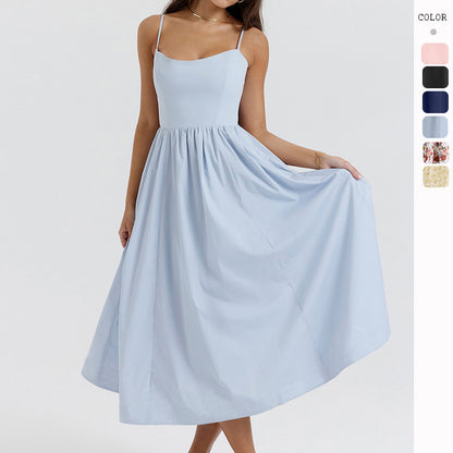 VLOVELAW Foreign Trade Women's Clothing  Long Skirt Summer New Cross-Border Sexy Backless Spaghetti Straps Gentle Dress Women's Skirt