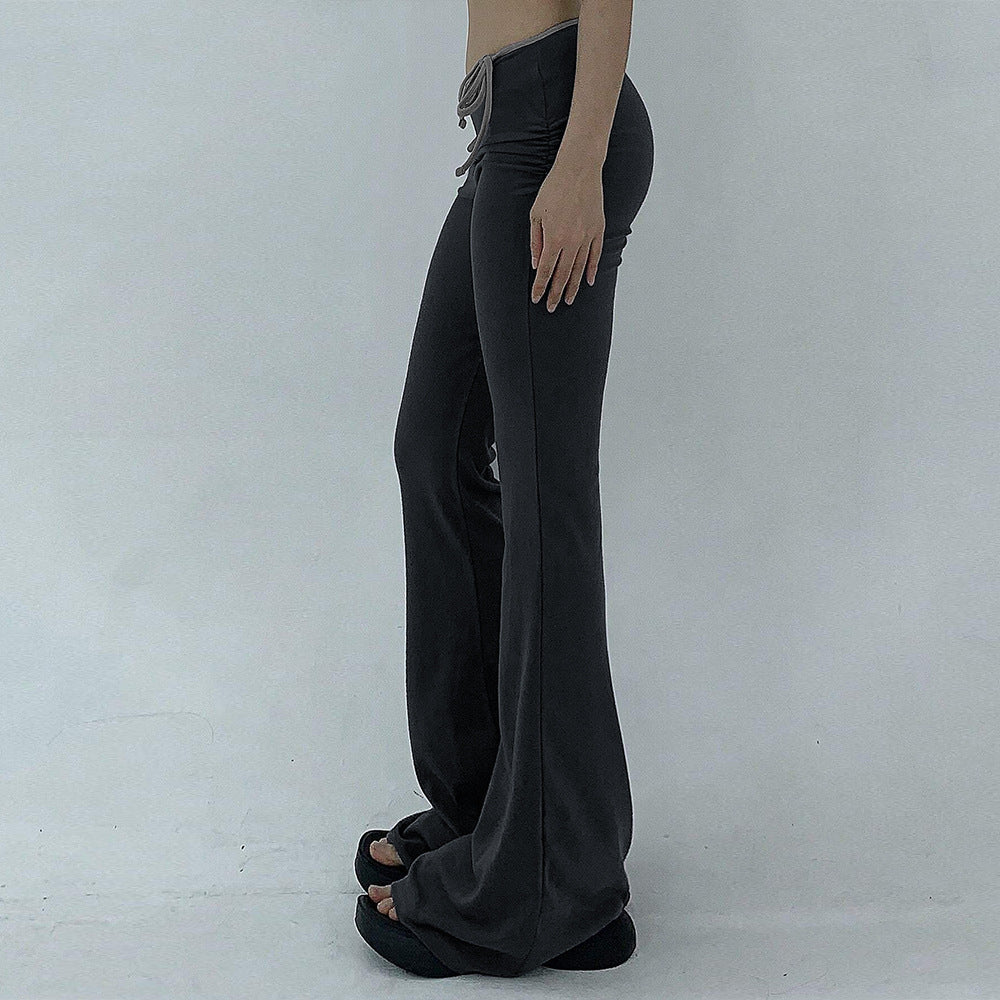 New women's clothing street trend casual pants autumn and winter new high-waisted slim-fitting legs slender wide-leg trousers