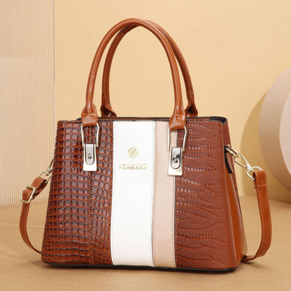 VLOVELAW 2025 bag women's bag advanced sense popular new texture middle-aged mother bag splicing contrasting color large-capacity handbag bag