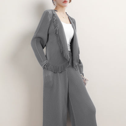 2025 Hot-selling women's clothing spring and summer wear a complete set of fringed cardigan drape straight pants temperament versatile two-piece trendy