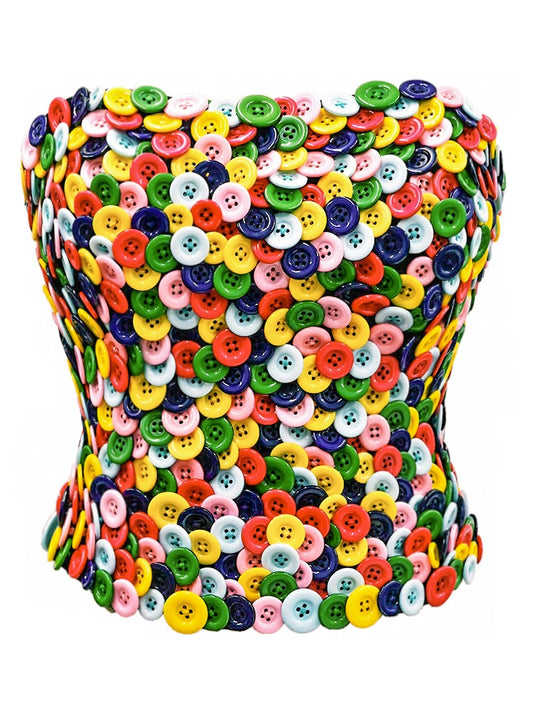 LOVEROSE original design ballet style color button strapless non-slip tube top breast wrap top fishbone coat