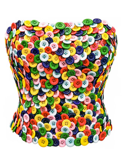 LOVEROSE original design ballet style color button strapless non-slip tube top breast wrap top fishbone coat