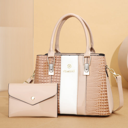 VLOVELAW 2025 bag women's bag advanced sense popular new texture middle-aged mother bag splicing contrasting color large-capacity handbag bag