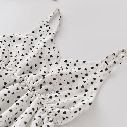 VLOVELAW Girls' Fashionable Dress Summer Foreign Trade New Chiffon Dot Suspender Skirt Children's Princess Dress Trendy Cross-Border Hot