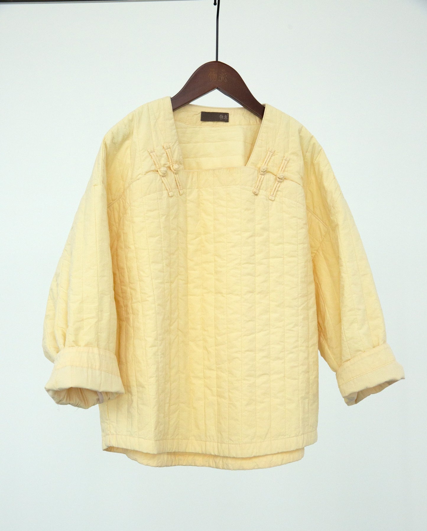 literary and artistic new Chinese-style quilting thread pressed square collar thin cotton-padded coat, cold loose cocoon-padded top M22371