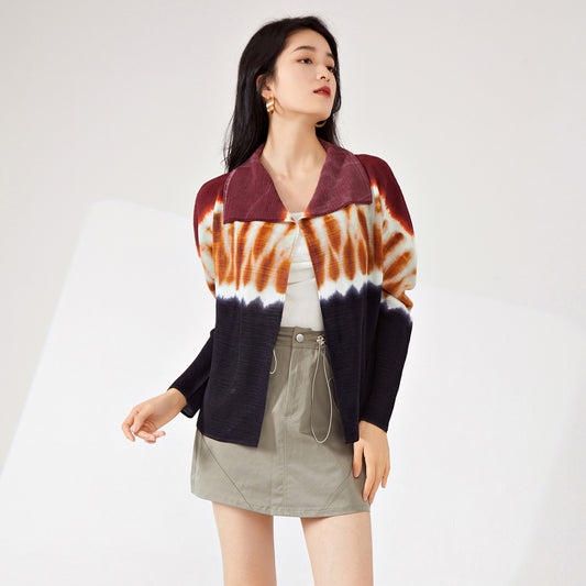 2025 Spring coat women's high-end fashion new lapel loose printing long-sleeved commuting versatile cardigan top