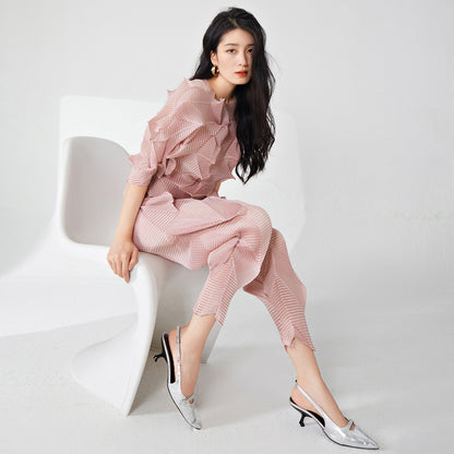 2025 Fashion Suit Women's Premium Spring Irregular T-Shirt Top Design Casual Pants Two-piece Tide