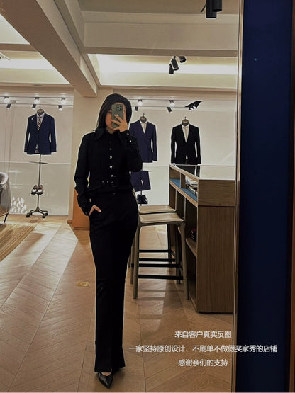 original designer, women's woolen short waist top, long-sleeved single-breasted jacket