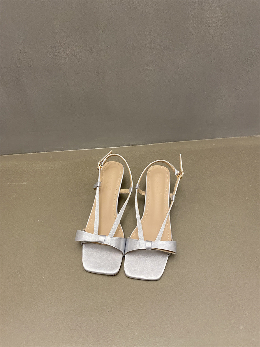 Spring and Autumn New  Style Square Toe High Heels Women's Roman Sandals Outer Wear Flip-Flops Flip-Flops All-Matching