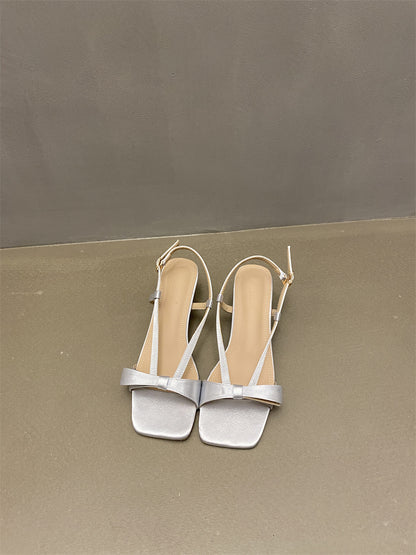 Spring and Autumn New  Style Square Toe High Heels Women's Roman Sandals Outer Wear Flip-Flops Flip-Flops All-Matching