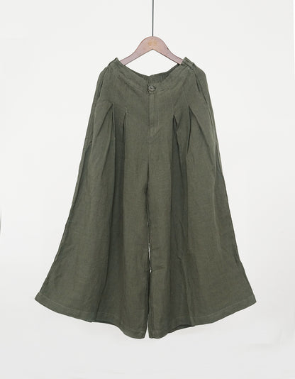 casual literary and artistic thickened linen wide-leg pants for women, high-waisted and thin floor-mopping samurai pants K22298