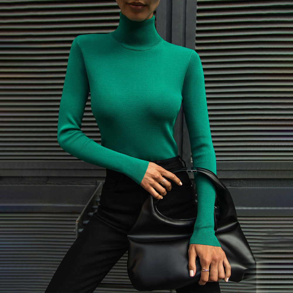 KKBOXLY Cross-border semi-turtleneck bottoming shirt, 2025 New autumn and winter new temperament elegant slim-fitting warm long-sleeved sweater