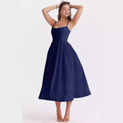 VLOVELAW Foreign Trade Women's Clothing  Long Skirt Summer New Cross-Border Sexy Backless Spaghetti Straps Gentle Dress Women's Skirt