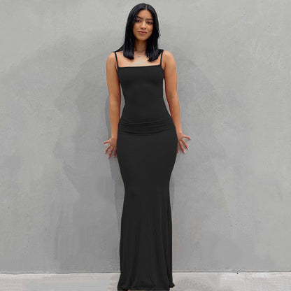 VLOVELAW European and American Foreign Trade New Women's Clothing Kardashian Skims Dress Casual Slim Strap Home Long Dress