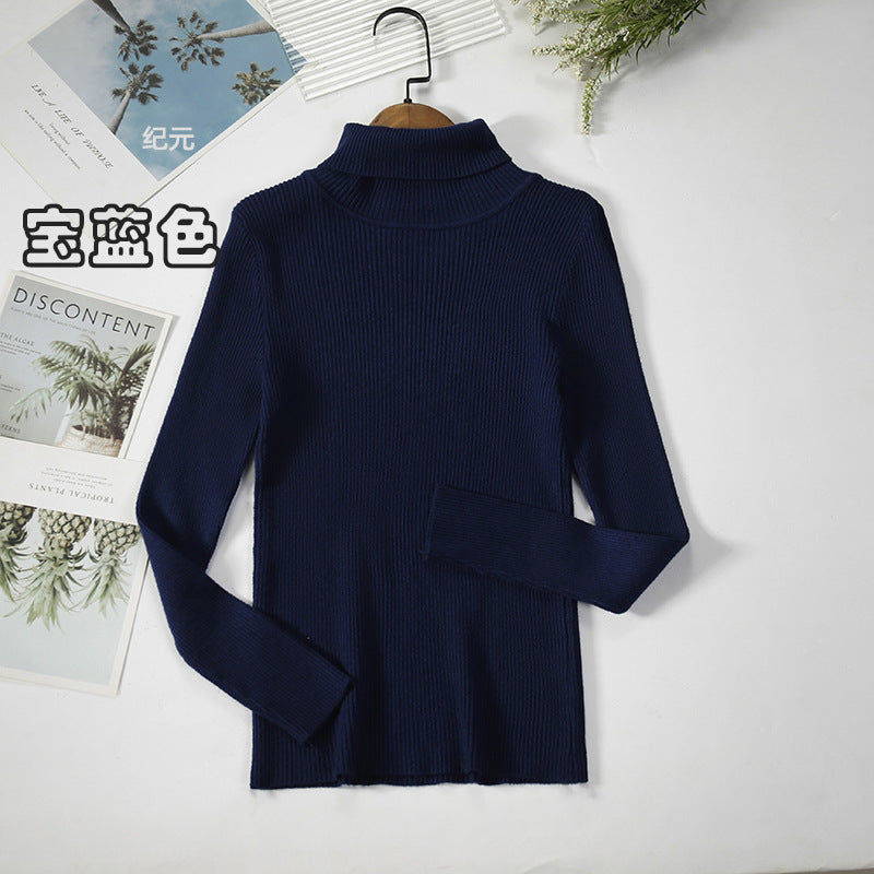 KKBOXLY Cross-border long-sleeved turtleneck bottoming shirt solid color Korean version pullover sweater (24 colors in stock) knitted bottoming sweater