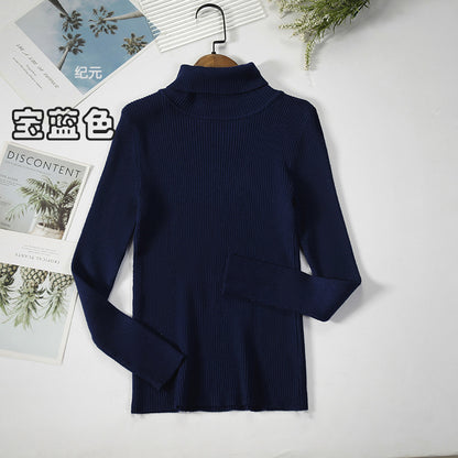 KKBOXLY Cross-border long-sleeved turtleneck bottoming shirt solid color Korean version pullover sweater (24 colors in stock) knitted bottoming sweater