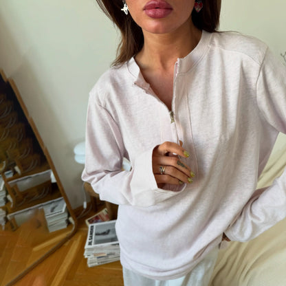 Popular,   new comfortable and casual loose bamboo cotton thin long-sleeved crew neck bottoming shirt women's versatile can wear outside