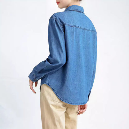 2025  Customized Xiaoxiangfeng denim long jacket women's spring and autumn new clothing retro fashion design pure cotton loose top