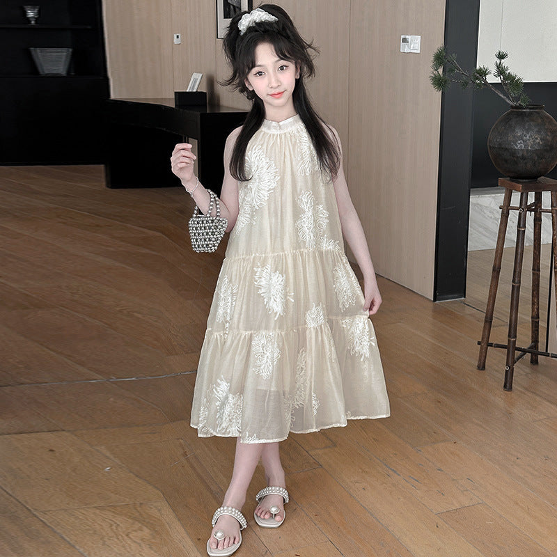VLOVELAW Girls' Dress Summer Dress  New Western Style Girls' Dress Strap Dress for Girls in Teens Children's Summer Princess Dress
