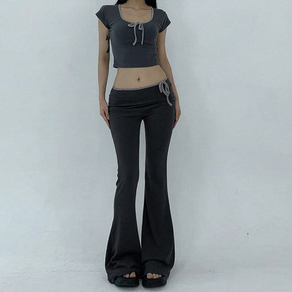 New women's clothing street trend casual pants autumn and winter new high-waisted slim-fitting legs slender wide-leg trousers