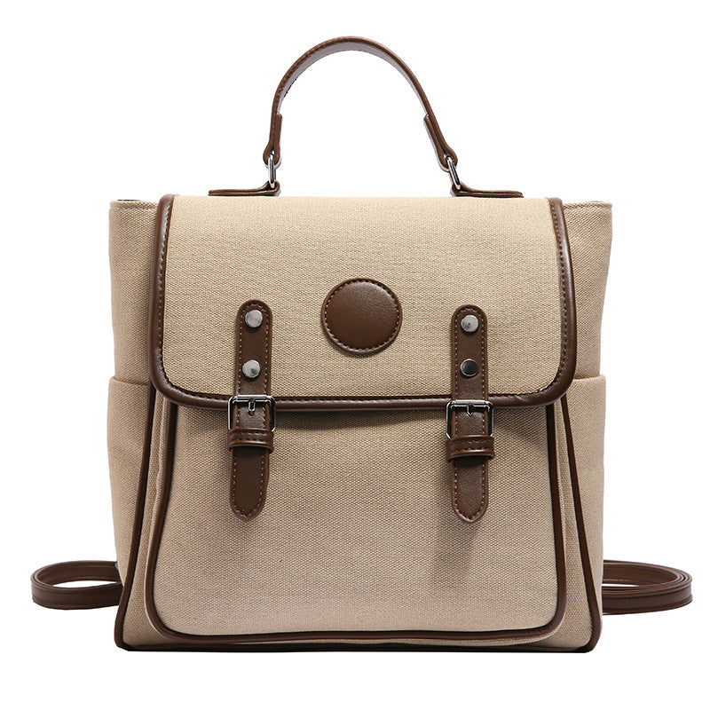 Korean Style Bag Women's Large Capacity  New High-Grade Cotton and Linen Backpack Niche Bags Multi-Functional Portable Backpack