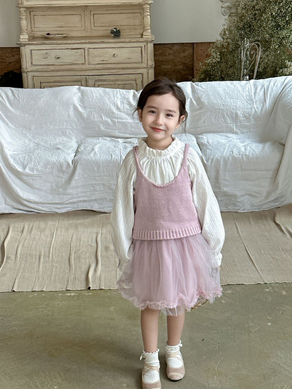 VLOVELAW Girls' Lace Gauze Skirt  Spring New Korean Style Ins Mesh Skirt Children's Sweet Princess Dress Pettiskirt