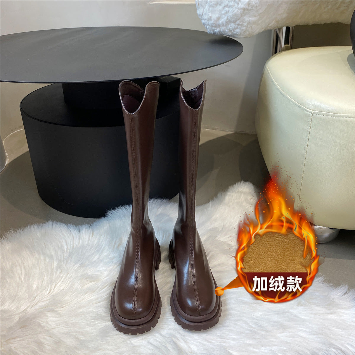 Boots Women's Chelsea Boots White Long Boots popular New Autumn and Winter Thick-soled Martin Boots Tall Knight Boots