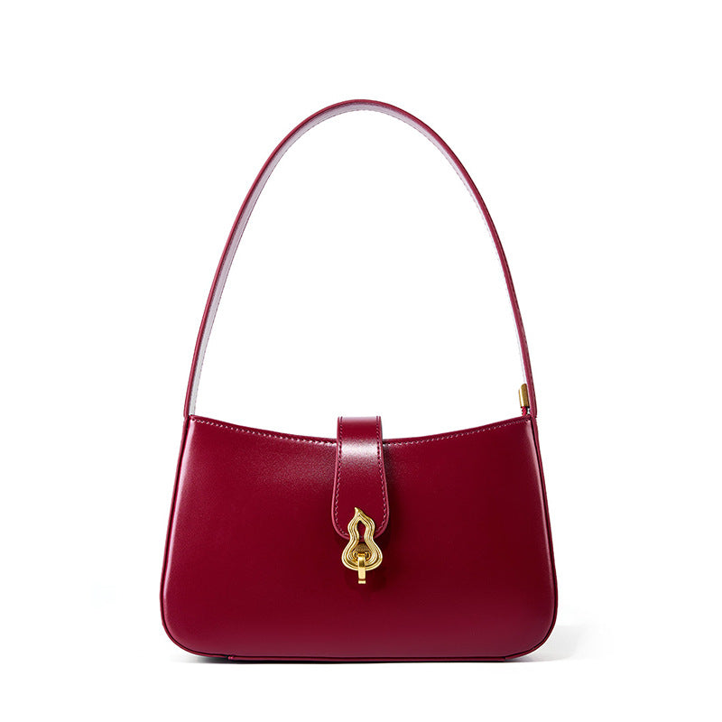 VLOVELAW 2025 New leather women's bag niche bridal bag young red high-end textured underarm bag women's daily shoulder bag