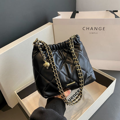 VLOVELAW 2025 Customized New explosive bags bags women's rhombus embroidery thread shoulder bucket bag high-end chain bag crossbody women's bag