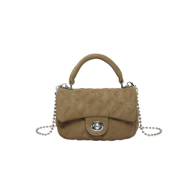 VLOVELAW 2025 Premium sense small fragrant wind rhombus chain portable small bag women's popular fashion with solid color shoulder messenger bag