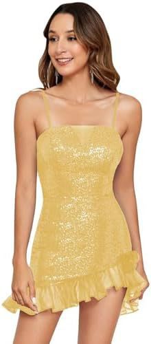 2025magic sequins gradual change color miniskirt  new suspender bead dress hip dress