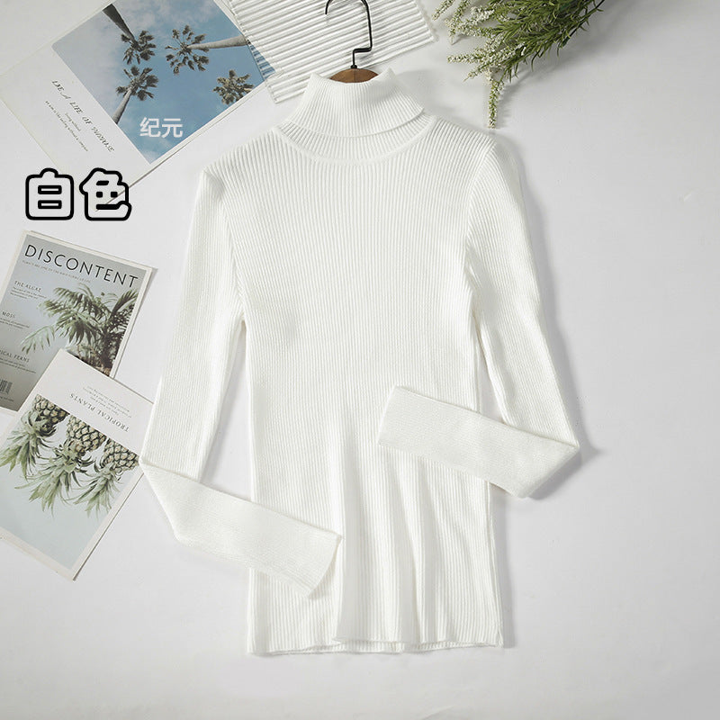 KKBOXLY Cross-border long-sleeved turtleneck bottoming shirt solid color Korean version pullover sweater (24 colors in stock) knitted bottoming sweater