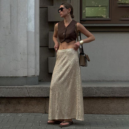 KKBOXLY Cross-border sequined skirt Europe and America New new women's street trend long sexy spice girl sequined skirt