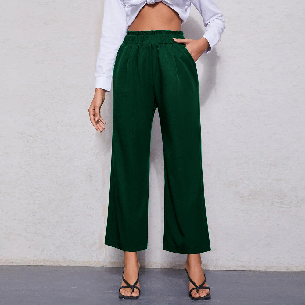 popular summer new New  ins popular women's clothing simple waist straight nine-point versatile casual pants