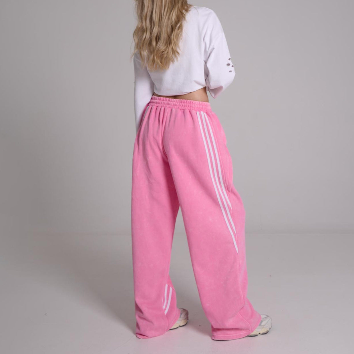 2025 2025n retro old striped spliced sweatpants sweatpants autumn and winter new versatile washed drawstring sweatpants casual pants