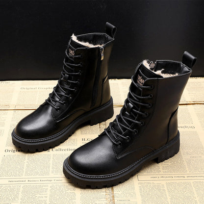 Martin Boots Women's British Style  Autumn and Winter New Short Boots Female Students Korean Style Thick Bottom Fleece-Lined Internet Celebrity Ins Fashion Shoes