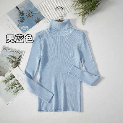 KKBOXLY Cross-border long-sleeved turtleneck bottoming shirt solid color Korean version pullover sweater (24 colors in stock) knitted bottoming sweater