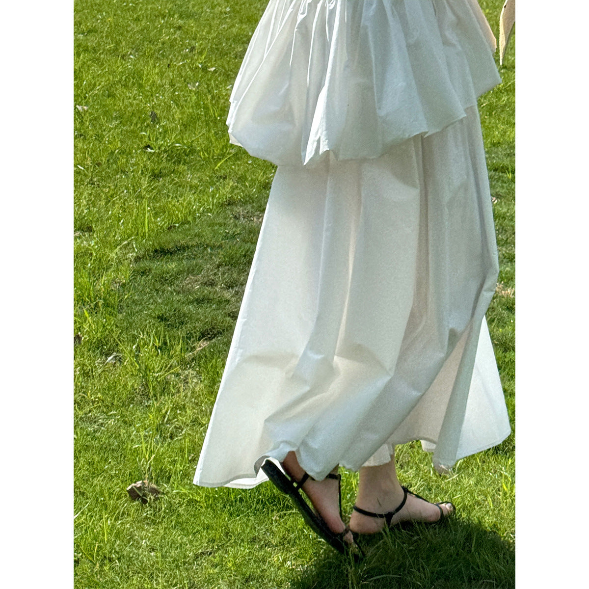 Luxi Temperament Fairy~ Fake two-piece sleeveless A-shaped vest skirt, summer new ruffle edge flower bud princess skirt 5066
