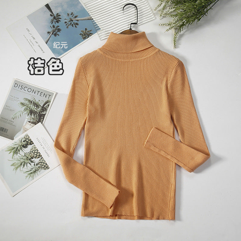 KKBOXLY Cross-border long-sleeved turtleneck bottoming shirt solid color Korean version pullover sweater (24 colors in stock) knitted bottoming sweater
