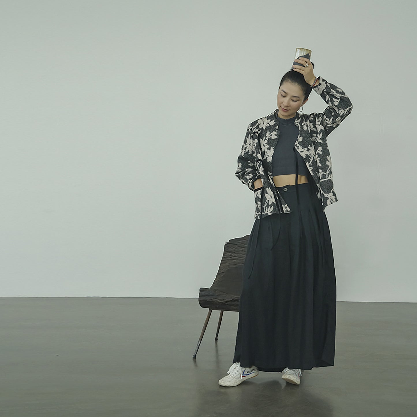 casual literary and artistic thickened linen wide-leg pants for women, high-waisted and thin floor-mopping samurai pants K22298