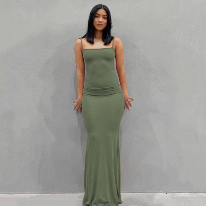 VLOVELAW European and American Foreign Trade New Women's Clothing Kardashian Skims Dress Casual Slim Strap Home Long Dress