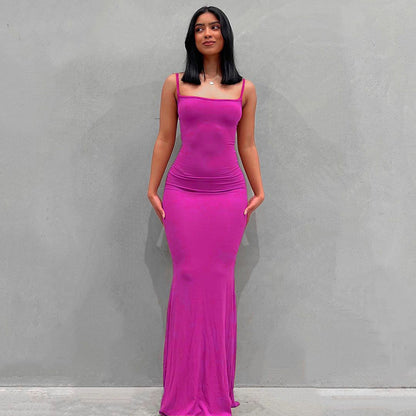 VLOVELAW European and American Foreign Trade New Women's Clothing Kardashian Skims Dress Casual Slim Strap Home Long Dress