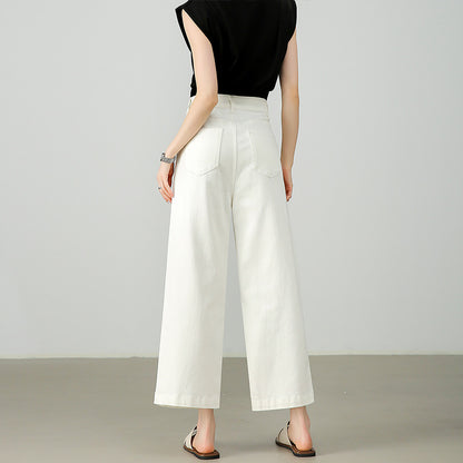 2025  [ for big brands] Summer straight-leg jeans for women, small and thin commuting high-waisted three-proof nine-point straight-leg pants.
