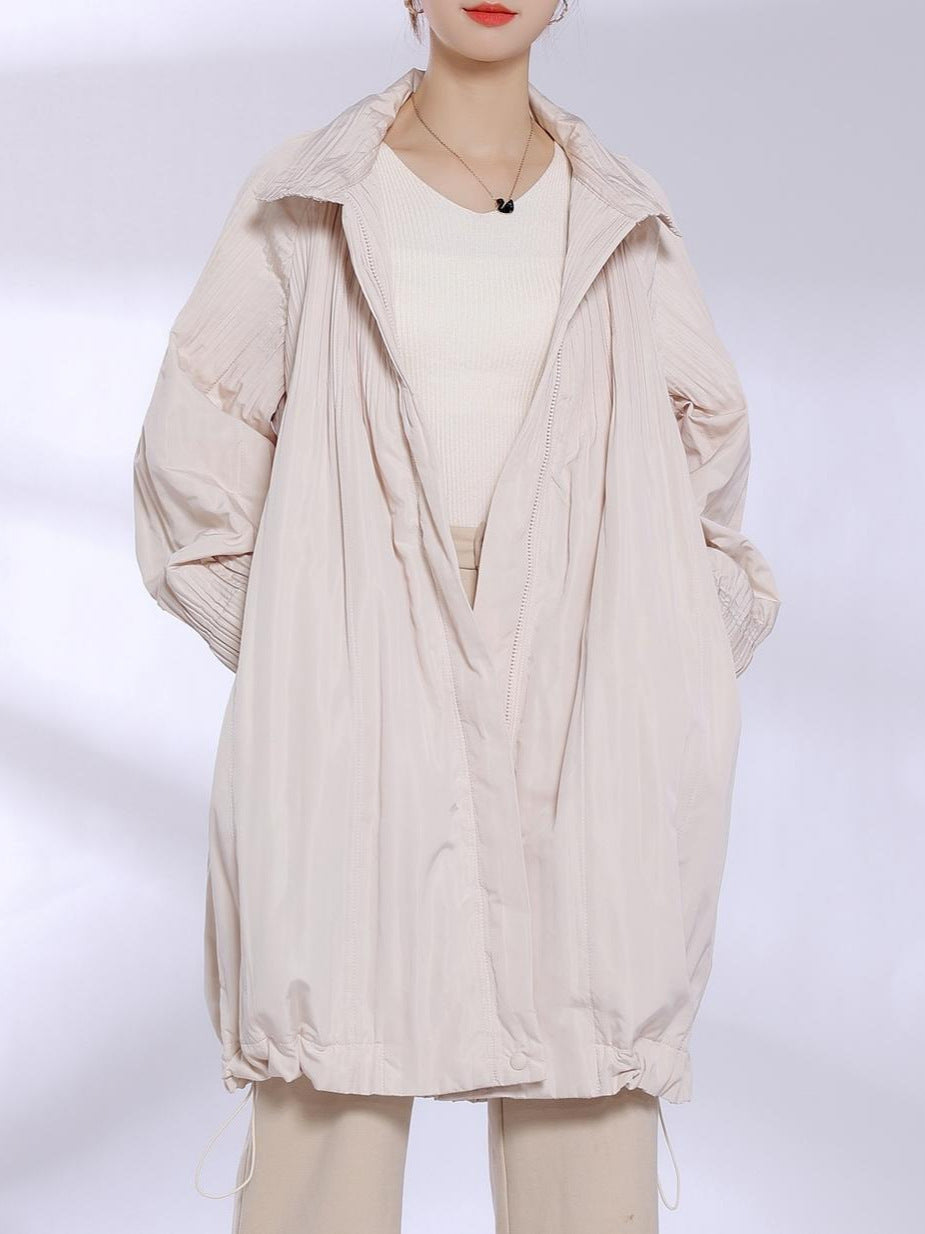 2025 cotton-padded clothes for women's high-end women's medium and long designs, pleated jackets, warm and fashionable cotton-padded clothes, casual and versatile.