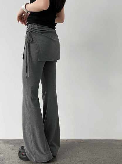 Luxi, casual fake two-piece high-waisted fart curtain slightly pulled pants women's summer new drape and thin trousers 2679