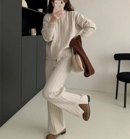 VLOVELAW Lazy wind knitted temperament sweater pants two-piece set women's autumn and winter New new Korean version fashion sweater set tide