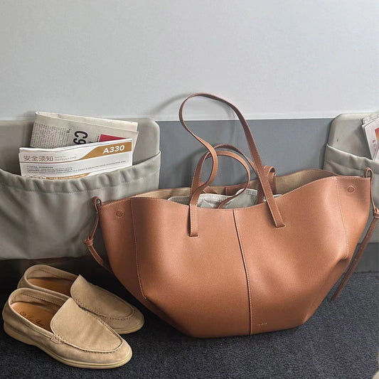 VLOVELAW Niche Pol Tote Bag New Cyme Cowhide Portable Large Capacity Shopping Bag Genuine Leather Women's Bag