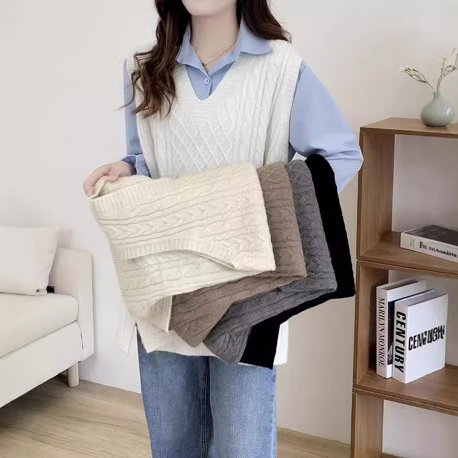 VLOVELAW Spring and Autumn Lazy Wind Knitting Waist Skinny Vest Hot Fashion Vest Stacked Wear Vest V-Neck Sweater Women