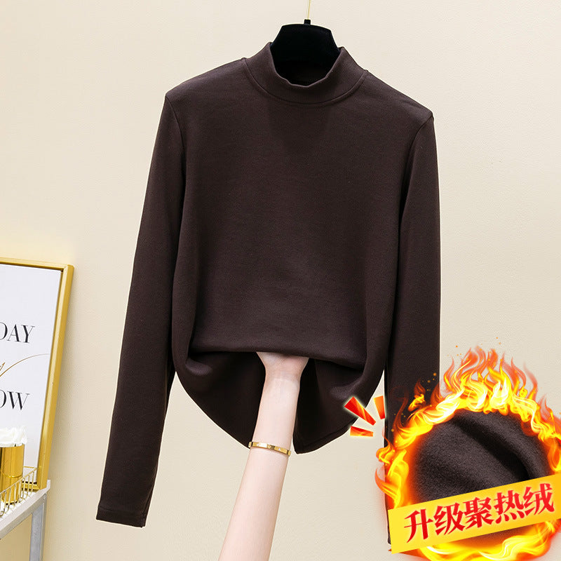 direct sales thickened German velvet pile collar bottoming shirt women's long-sleeved early spring new Popular-style warm inner top
